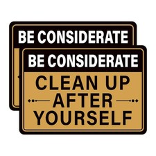 2PCS Be Considerate Clean Up After Yourself Sign for 9.9IN, 02