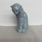 Vintage Frankoma Pottery Sitting, Perched PUMA Panther, 114, Light Blue Color