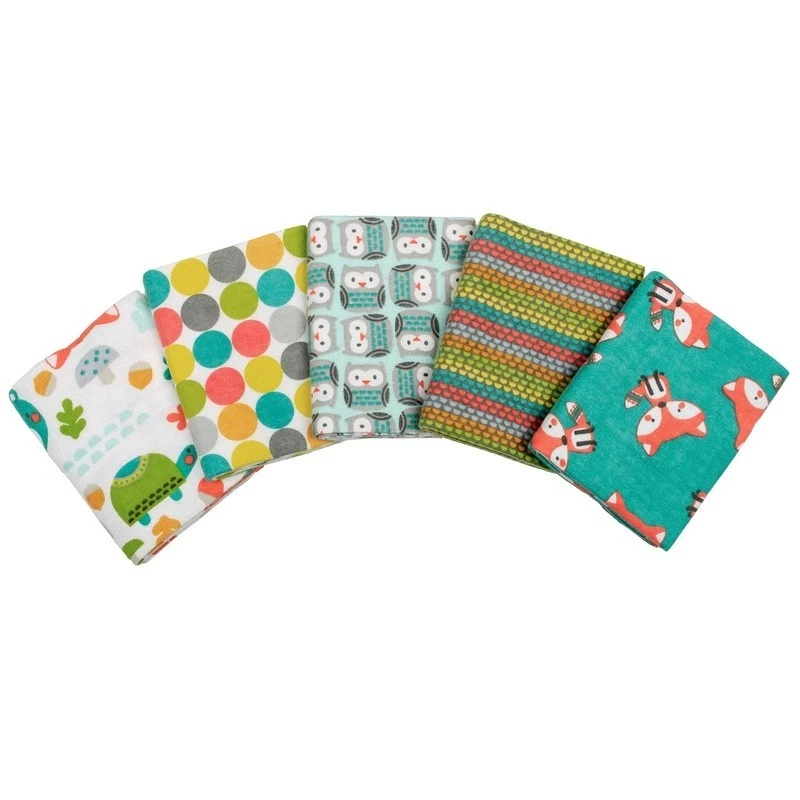 Cotton Flannel Precut Fabric Bundle 5 Piece Woodsie Pals Sewing Craft Material - Image 3 of 4