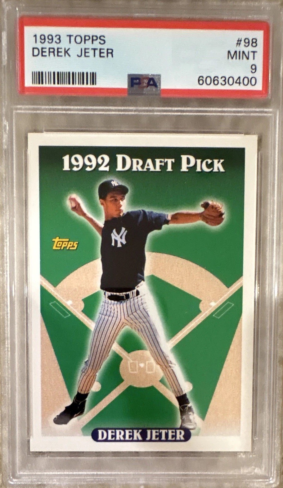Topps 1993 Derek Jeter #98 RC Draft Pick New York Yankees PSA 9