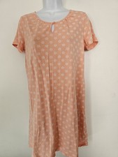 Charter Club Short Cotton Nightgown size Small Peach Orange Floral Short Sleeve