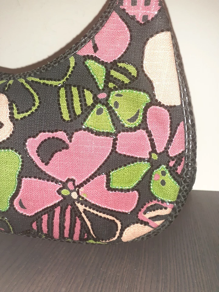 Isabella Fiore Leather Beaded Purse Floral Boho Chic - Image 4 of 4