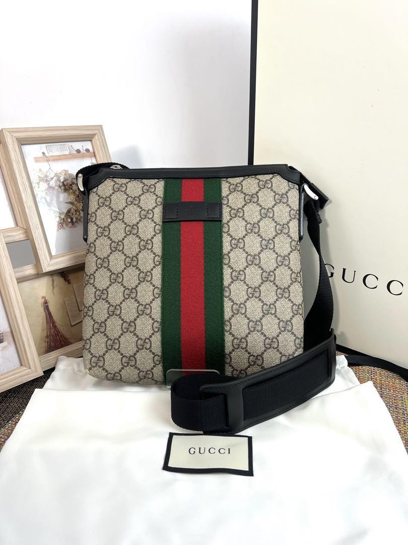 Gucci GG Supreme Sherry Line Shoulder Bag Crossbody Brown PVC Leather