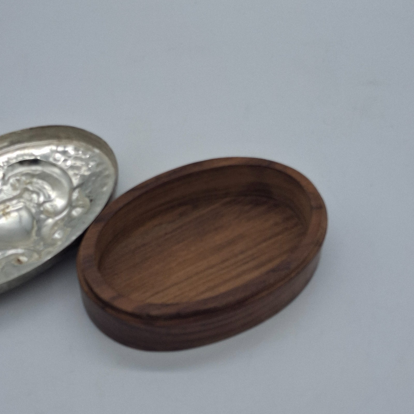 Vintage SIA Silver Plate Topped Wooden Trinket Box image 4