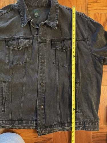 Wild Fable Unisex Oversized Black Denim Trucker Jacket 2X Cotton  image 9