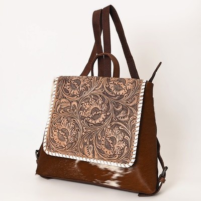 OH Ohlay Bags OHG131 Backpack Hand Tooled Hair-On Genuine Leather Women Bag