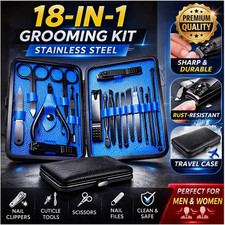 18-in-1 Stainless Steel Pedicure Manicure Set   Professional Grooming Kit