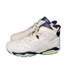 Air Jordan 6 Retro White Midnight Navy 384665-141 Kids GS Size 5Y Sneaker
