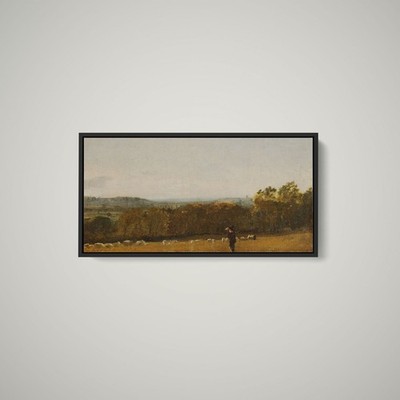 Constable - A Shepherd in a Landscape Looking Across Dedham Vale Towards Langham