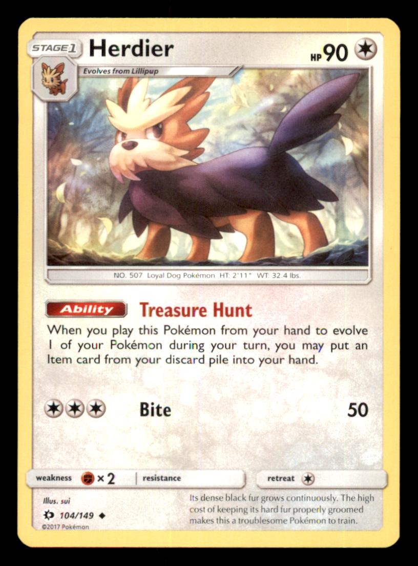 Herdier 104/149 SM Base Set Pokemon LP
