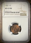 1902 Indian Head Cent NGC MS 63 RB