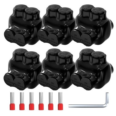 2 Port Insulated Multi Tap Connector 250MCM-6 Gauge Wire Connectors Aluminum ...