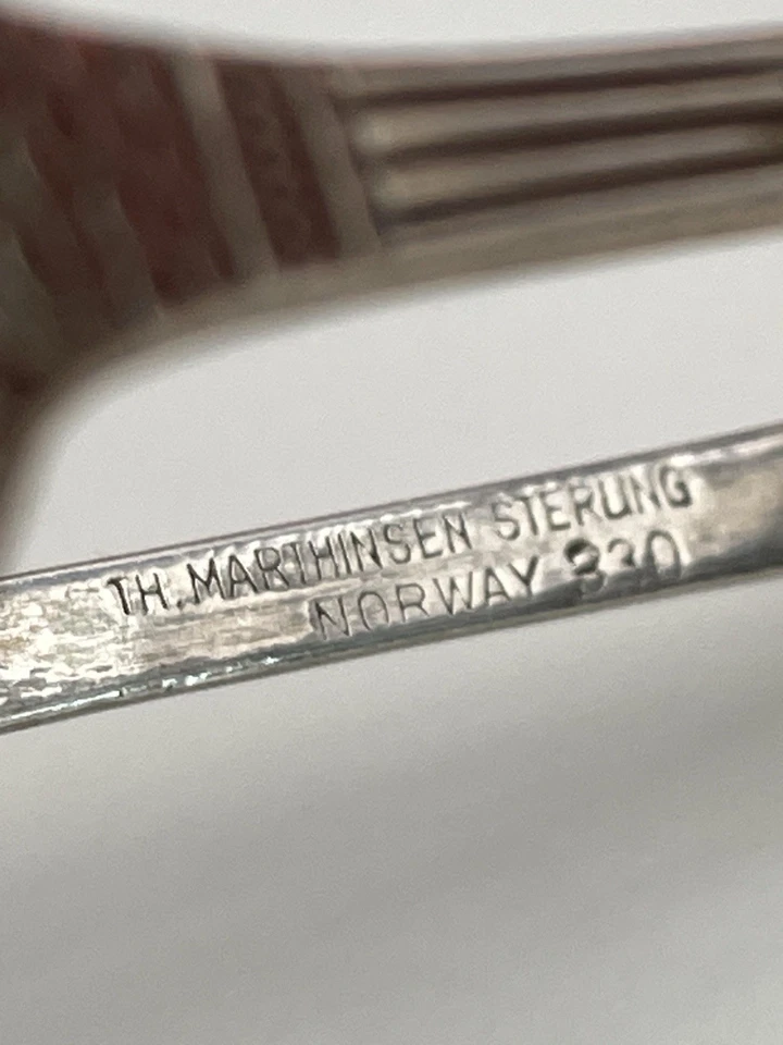 TH. Pinzas de azúcar noruegas Marthinsen rosa vikinga de plata esterlina Noruega #330 Foto 2 de 4