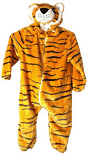 Tiger Kids Plush Costume Child Sz XS Zip Up Warm PJ s Hooded Halloween Role Play