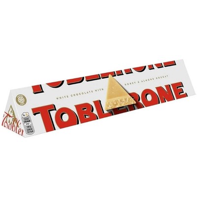 Toblerone White Chocolate Bar, White Chocolate with Honey and Almond Nougat 360g