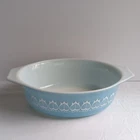 PYREX Blue Tulip Casserole Dish 1.5 qt Oval #043 Vintage 60s Limited Edition