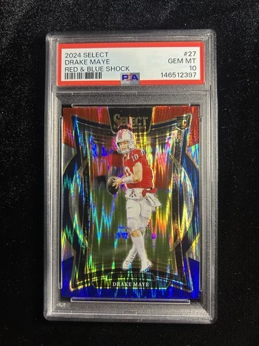 2024 Panini Select - Concourse Drake Maye #27 Red & Blue Shock Prizm (RC) PSA 10