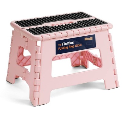 9'' Folding Step Stool for Adults and Kids Holds Up to 300 lbs,Non-Slip Foldin...