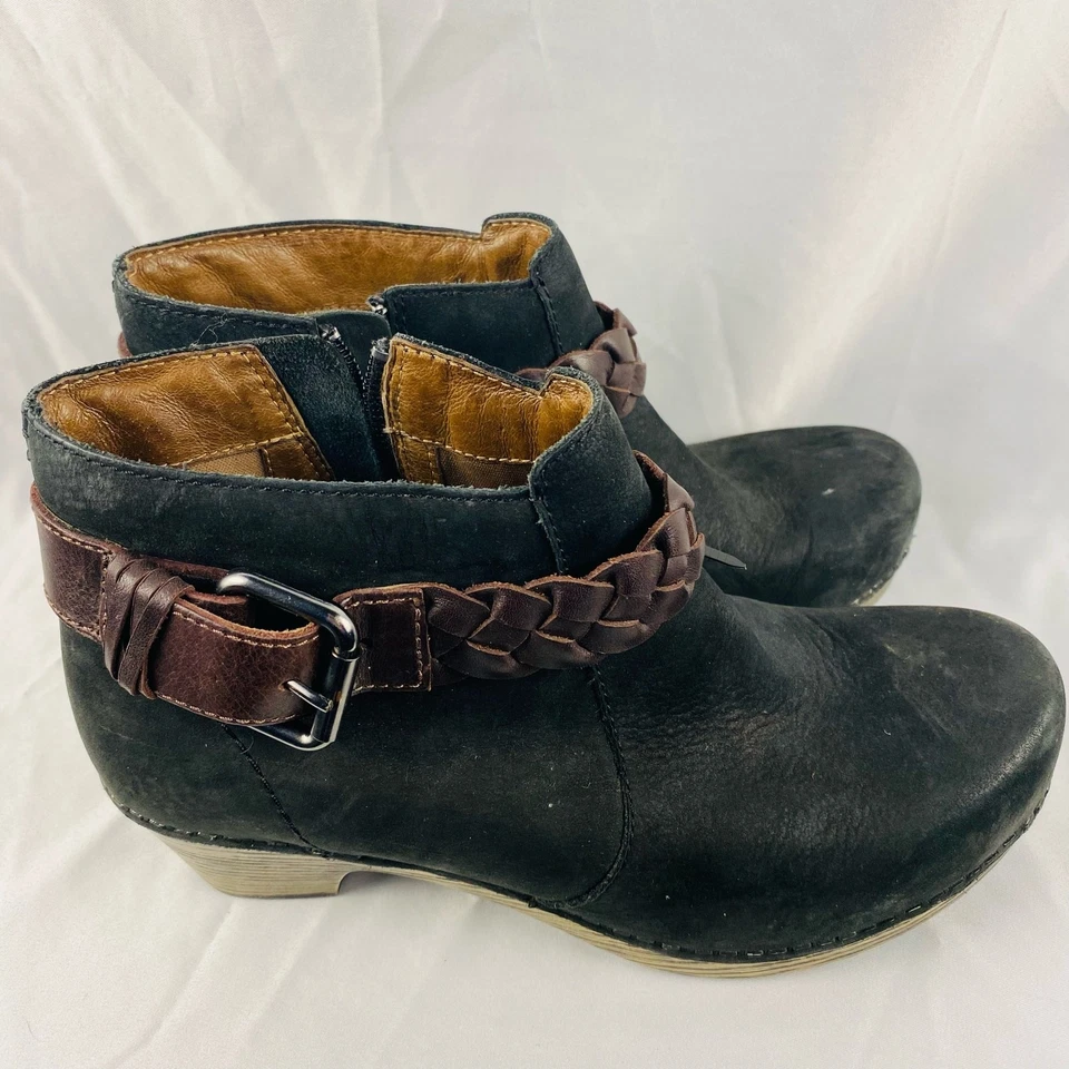 Botín Dansko Tivoli Michelle Cuero Negro Hebilla Trenzada Talla 6/36 Foto 2 de 4
