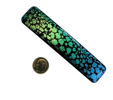 Dichroic Fused Glass Hair Barrette Handmade by Janet Wolery - 4 - GREEN COUGAR