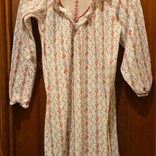 Vintage 1980s Girls' Floral Long Sleeve Nightgown with Ruffle Trim