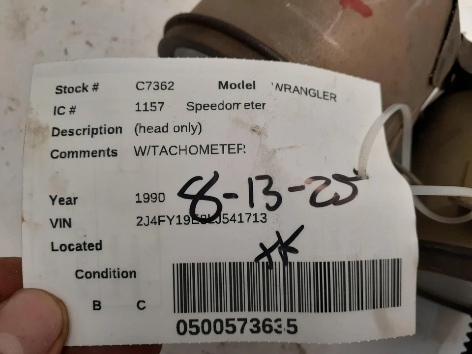 Used Speedometer Gauge fits: 1990 Jeep Wrangler head only Grade A - Image 2 of 4