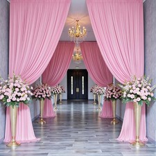 4 PANELS Wrinkle Free Lt Pink Backdrop Curtain for Parties Soft Fabric Drapes