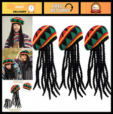 3 Pcs Knitted Hat with Colorful Dreadlock Wig, Black, Size 17.3 - Stylish  Fun 