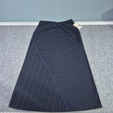 Liz Claiborne A-Line Blue Skirt Geo Pinstripped Business Casual Sz 8