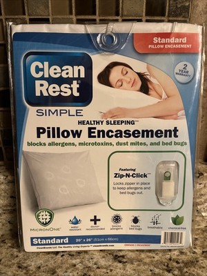 Clean Rest Simple Pillow Healthy Sleeping Encasement Standard Size 20  X 26 