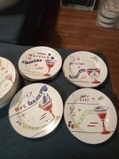 4 Rosanna  8in Plates Recipes Drinks Italy Lot Barware 