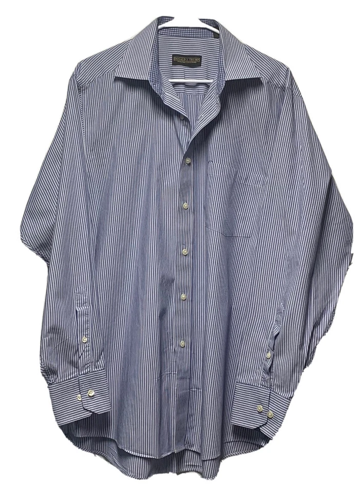 Donald Trump Men’s Shirt Button Down Long Sleeve Pinstriped Blue 16 1/2 34/35 - Image 3 of 4