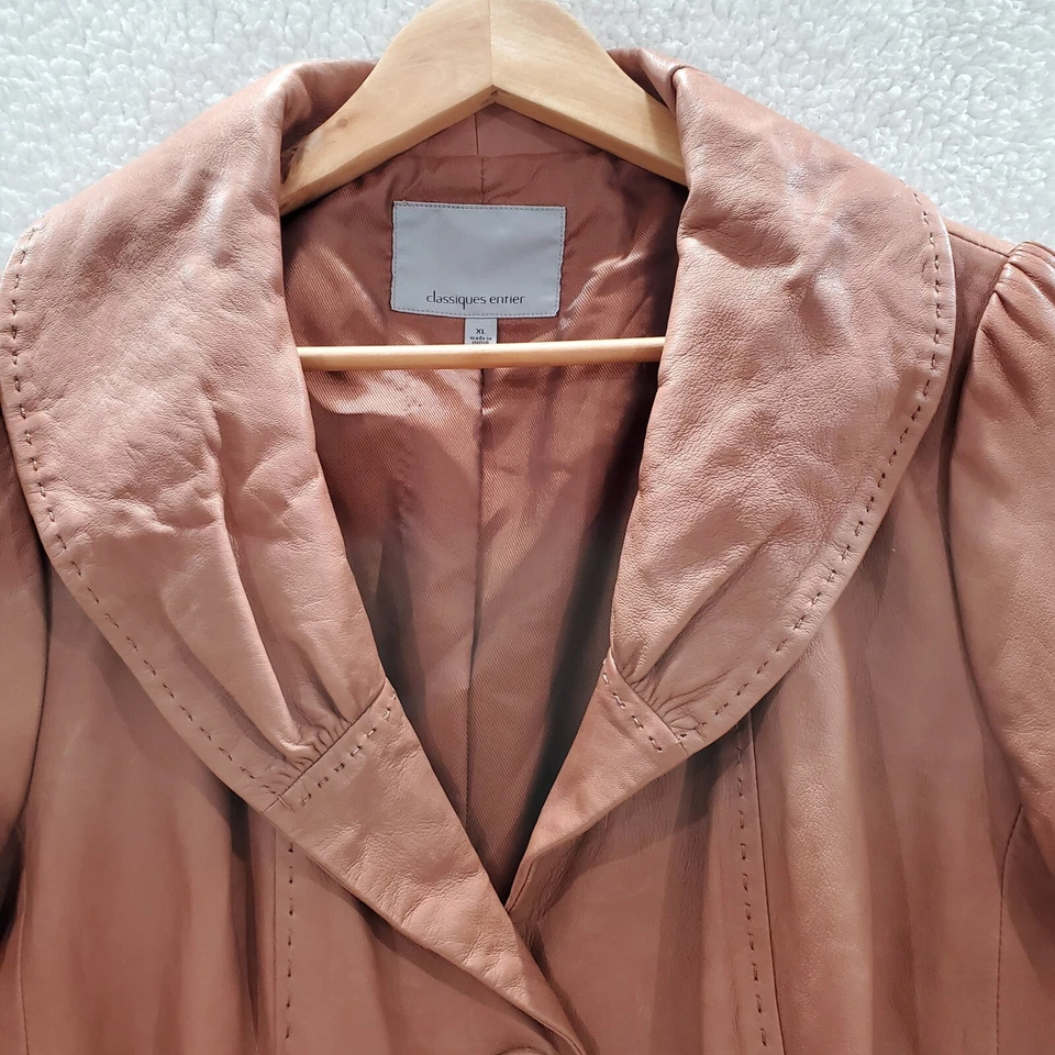 Chaqueta de cuero Classiques Entier XL otoño sidra naranja abotonada para mujer  Foto 2 de 4