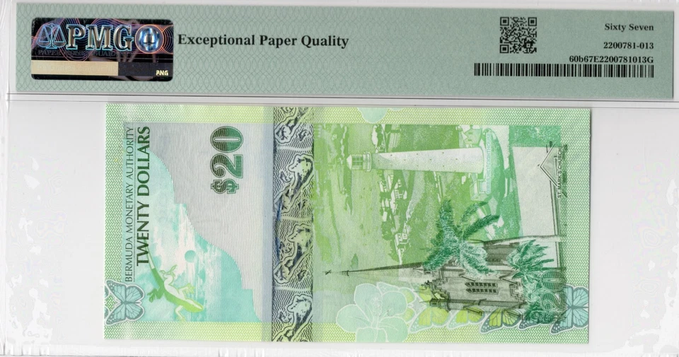 Bermudas 2009 20 dólares elige rana 60b excelente gema UNC 67 EPQ G01-10🐉 SERIE BAJA Foto 2 de 2