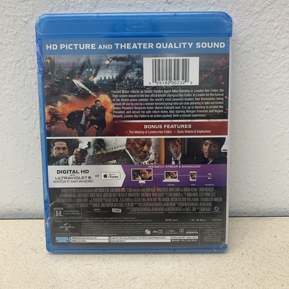 New Blu Ray London Has Fallen + DVD Freeman Bluray Butler