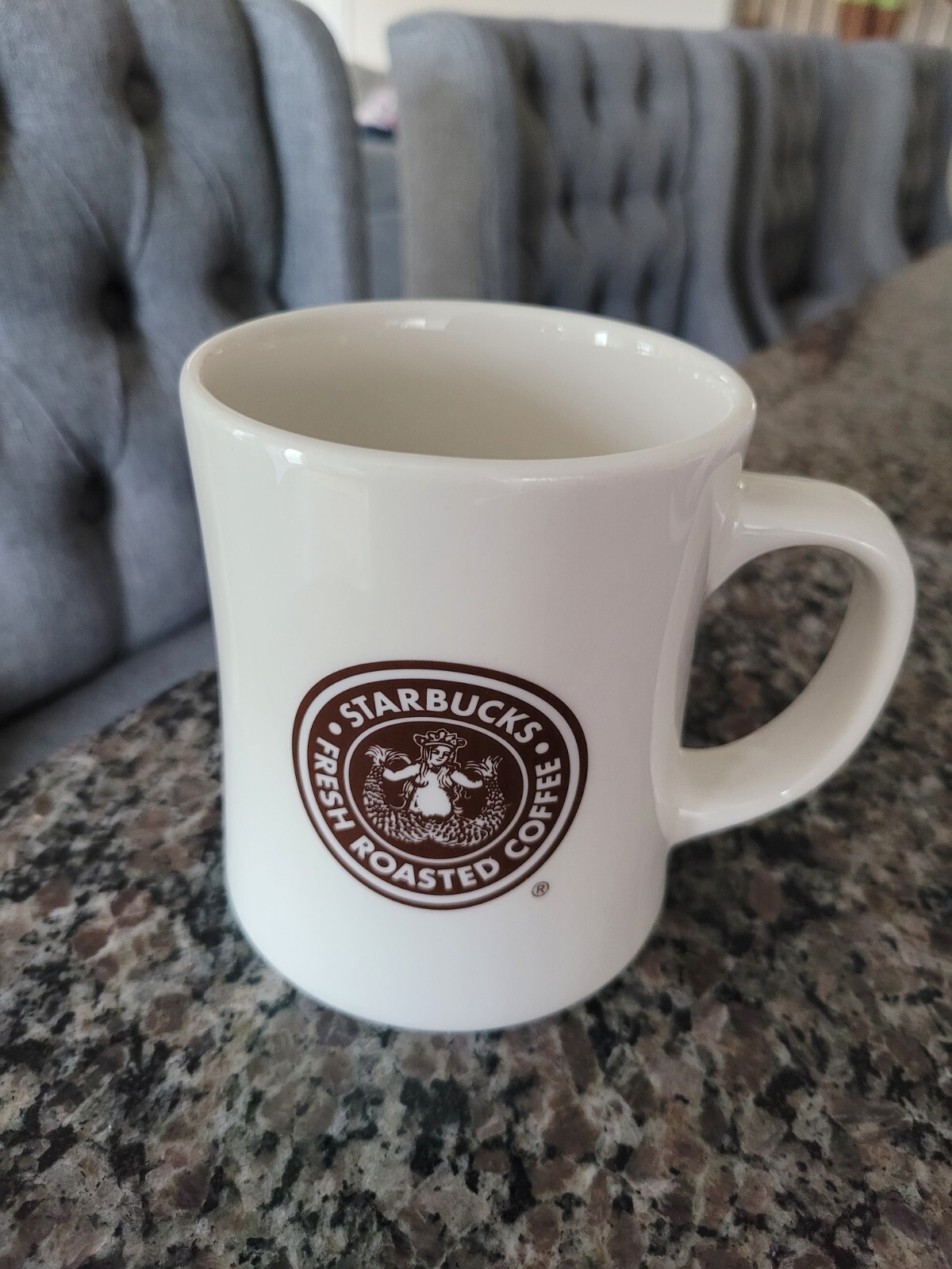 2008 Starbucks Coffee Diner Style Brown Green Siren Mermaid Logo Mug 16 Oz Cup