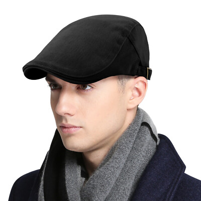 Solid Cotton Gatsby Cap Mens Ivy Hat Golf Driving Sun Flat Cabbie Newsboy Summer