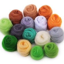 15 Colors Fiber Wool Yarn Spinning Wool Roving for Needle Felting DIY
