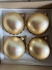 Set 4 Christmas Soft Gold Satin Ornaments Glass Balls 3  Vintage Large Brushed