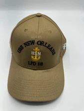 The Corps USS New Orleans LPD 18 Logo Beige Baseball Cap One Size