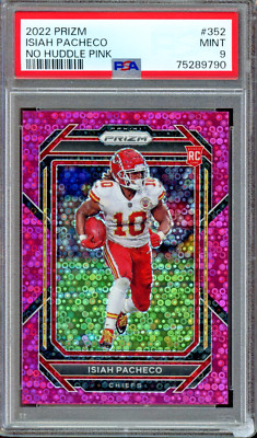 2022 Prizm No Huddle Pink #352 Isiah Pacheco /15 ROOKIE RC PSA 9 Mint Chiefs