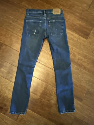 Levis 510 Jeans Boys 12 Blue Skinny Med Drk Wash Pants Denim Distressed Youth F2 - Picture 3 of 6