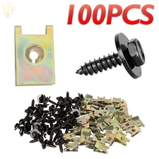 (50+50)x Metal Car Screw Body Fender Bumper Retainer U Nut Clips Gasket Fastener