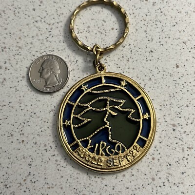 Virgo Astrological Horoscope Sign Vintage Metal Keychain Key Ring #44017
