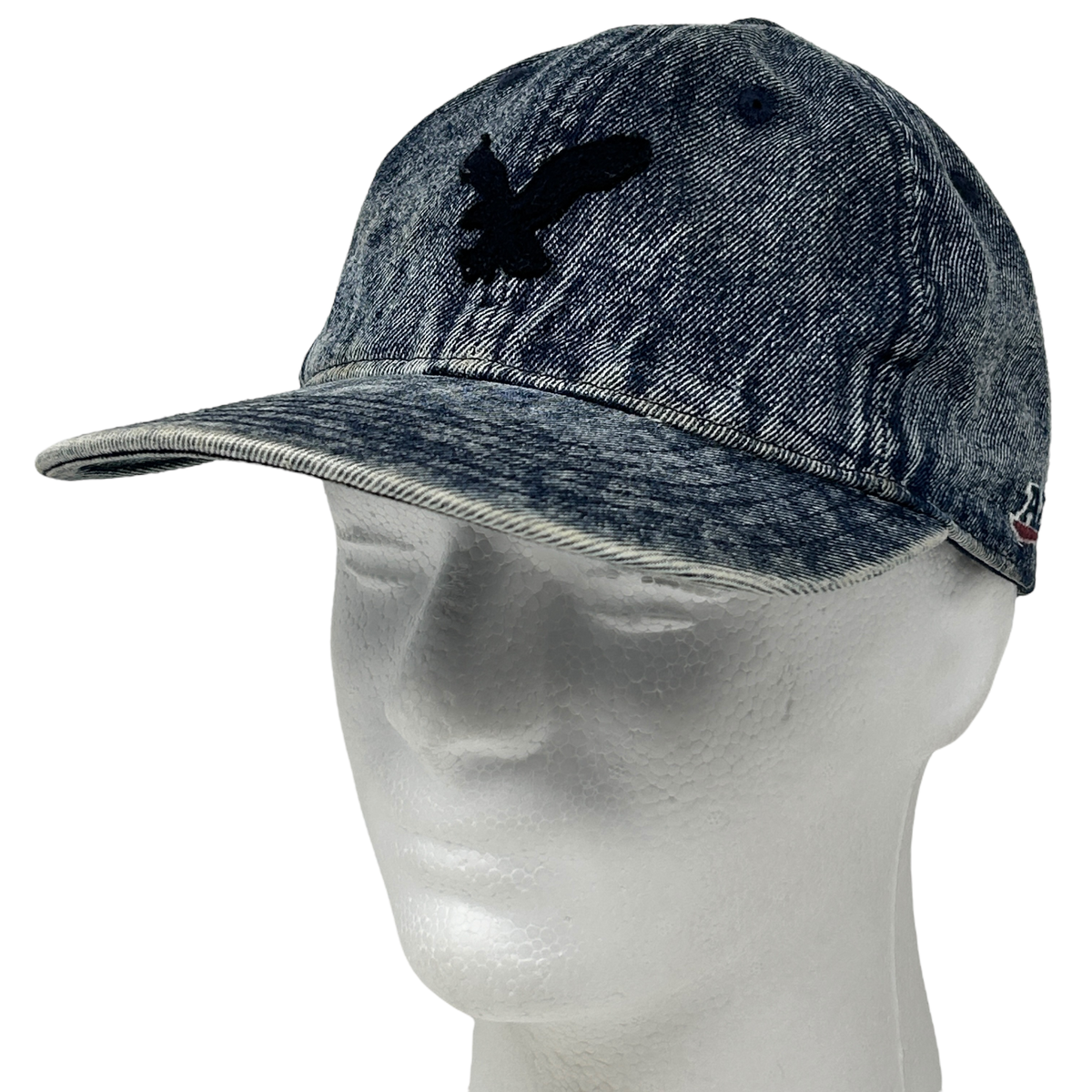 American Eagle Outfitters Denim Dad Hat Cap Logo Leather Strapback