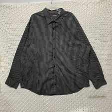 Van Heusen Shirt 2XL 19-19/5 Traveler Button up Mens Check Long Sleeve Black