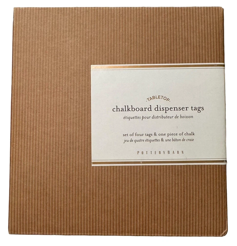 Set of 4 Pottery Barn Round Beverage Drink Dispenser Black Chalkboard Signs NIB - Image 4 of 4
