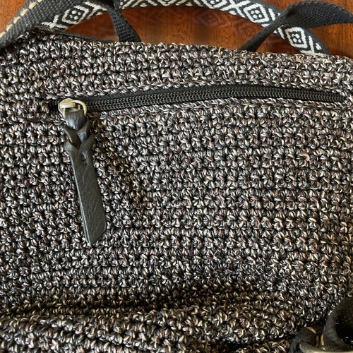 The Sak Avalon Black & Gray Knit Backpack Handbag Tweed Fall Preowned Looks New - Picture 9 of 24