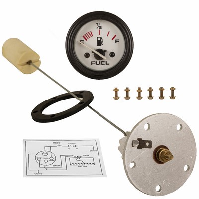 Universal 12V Fuel Tank Sending Unit with White Fuel Gauge for 6-12'' Tank Depth