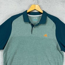 Adidas Polo Shirt Mens Large Climacool Green Colorblock Golf Short Sleeve Rugby